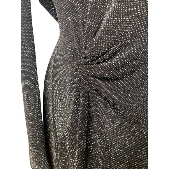 Cocktail Bardot One Sleeve Metallic Midi Dress Size XS/4 - Picture 8 of 10